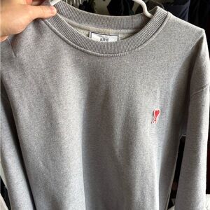 Ami Gray Sweatshirt with Red Logo